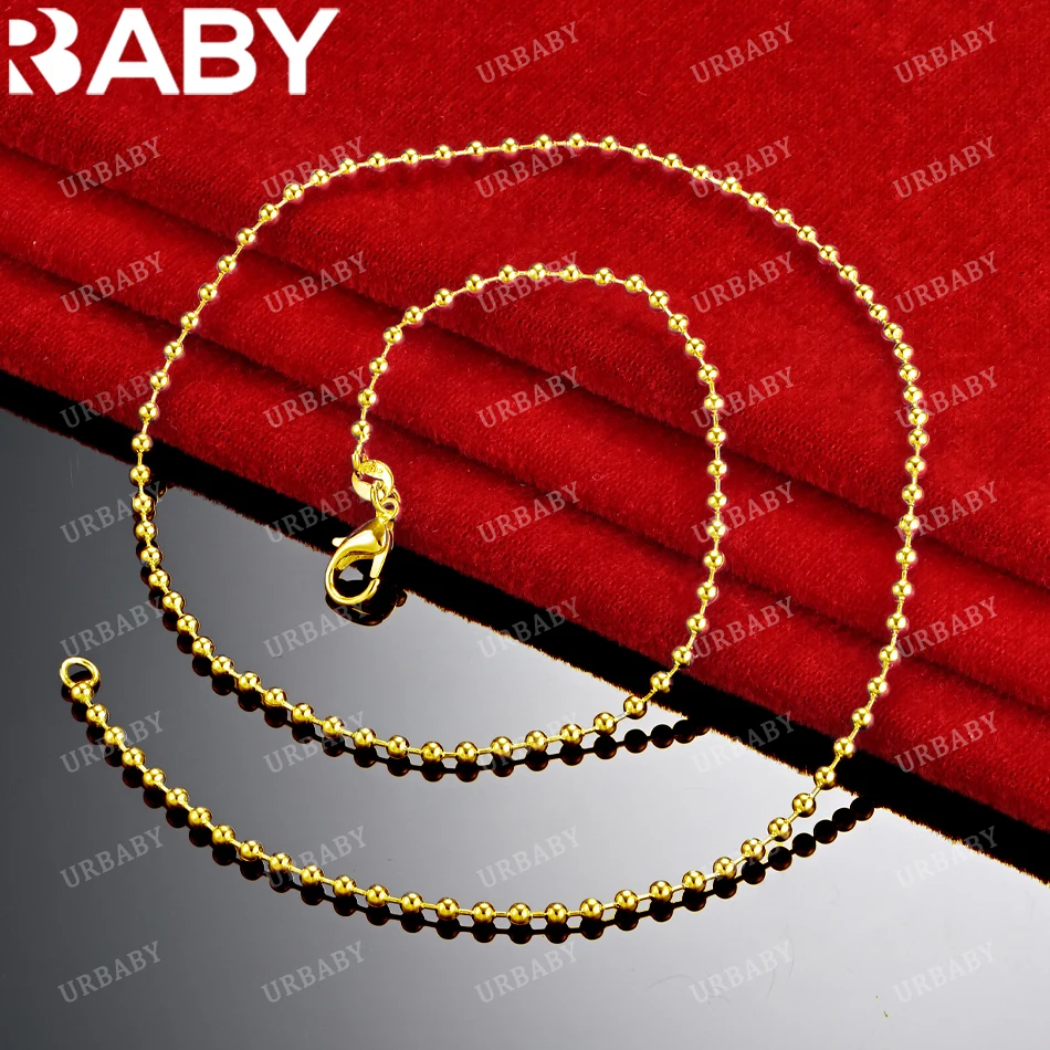 URBABY-Colliers de la présidence en or 18 carats pour hommes et femmes, collier de perles, bijoux fins, mode, vente en gros, 16 pouces, 18 pouces, 20 pouces, 22 pouces, 24 pouces, 26 pouces, 28/30 pouces, 2mm