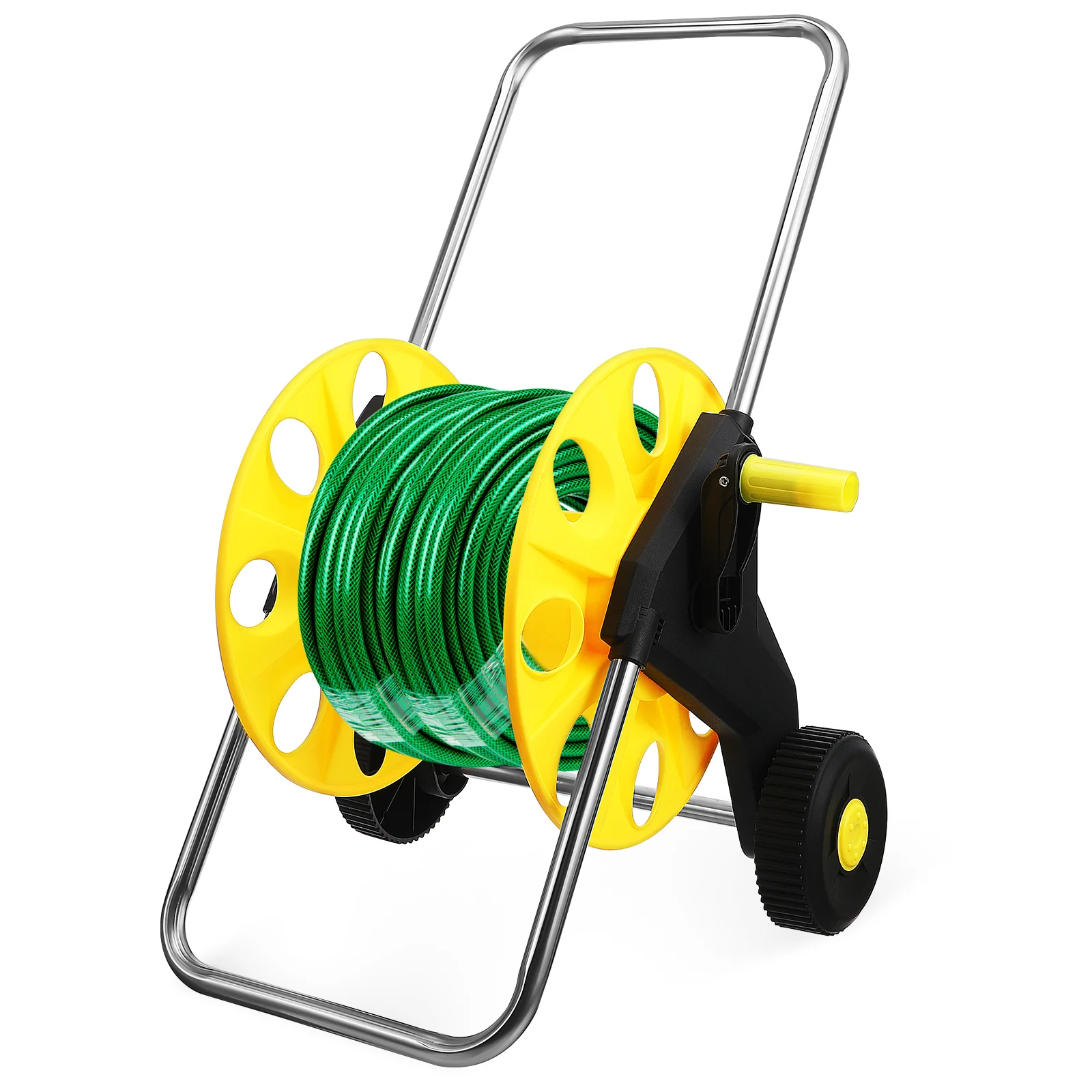 

Pipe Storage Rack Coat Hanger Stand Hose Reel With Wheels Outdoor On Garden Pp Plastic Roller Cart