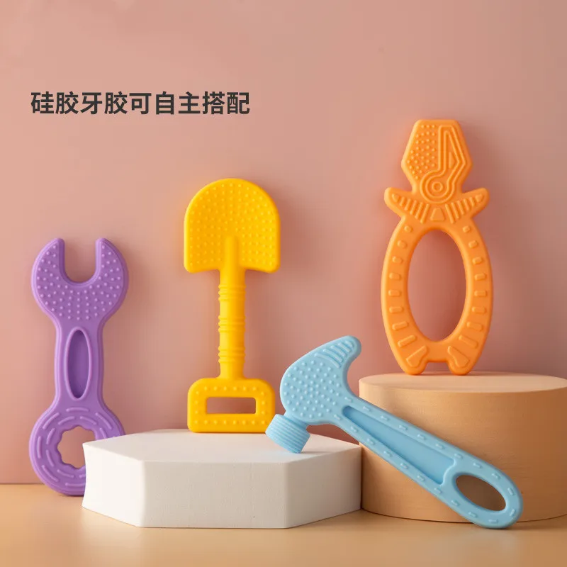 Hammer Wrench Pliers Tool Teethers Can Be Boiled Soft Silicone Baby Baby Bite Gum Music Teething Stick Anti-eating Hand