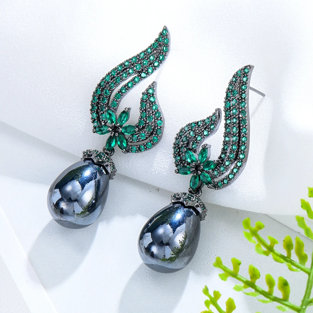 

missvikki Romantic Shiny DIY Cute Black Pearl Pendant Earrings For Women Bridal Wedding Girl Daily Surper Jewelry High Quality