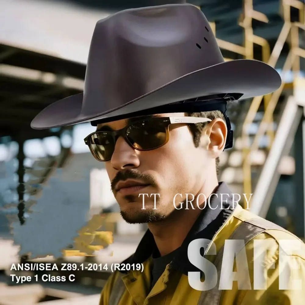 Full Brim Cowboy Hard Hat with High-Quality Outdoor Fashion Protective Safety Helmet ANSI Certified Sunshade Hard Cap