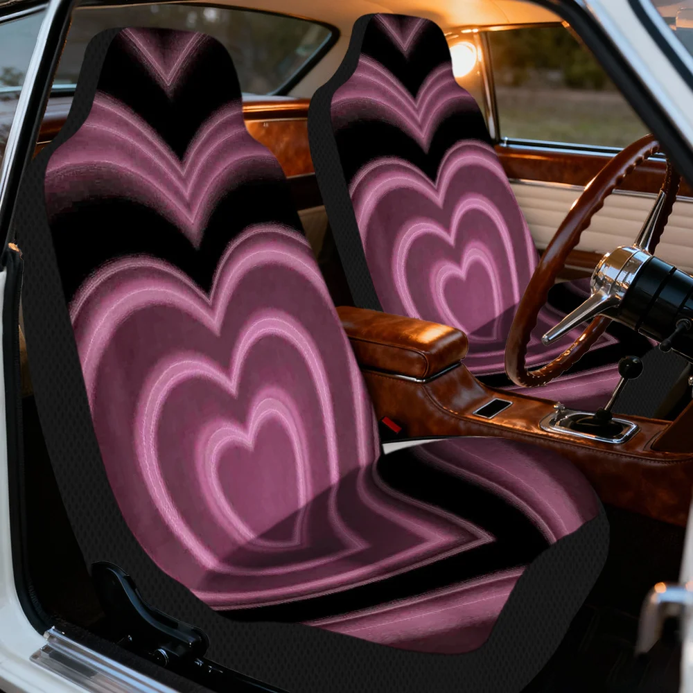 2pcs, Stylish Heart Love Layers Abstract Pattern Car Seat Covers, Fit For Front Seats Of Car, SUV, And Truck, Keeps Front Seats
