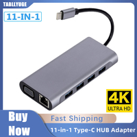 11-in-1 USB C HUB 4K 30Hz Type C to HDMI-compatible USB 3.0 Adapter Type-C HUB Dock PD 87W USB C Splitter for MacBook Pro Air