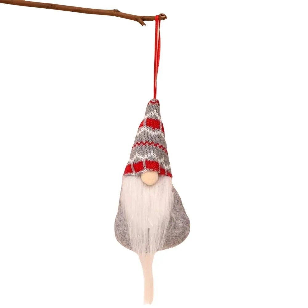 Santa Claus Christmas Gnome Pendant Plush Hanging Pendant Christmas Tree Hanging Doll Faceless Knitted Tomte Ornaments Festival