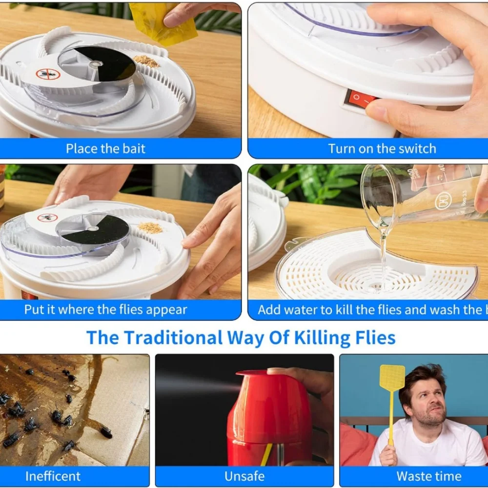 Pest Control Catcher Fly Trap for Home Use USB-powered Electric Fly Attractor and Exterminator Silent Automatic Insect Trap