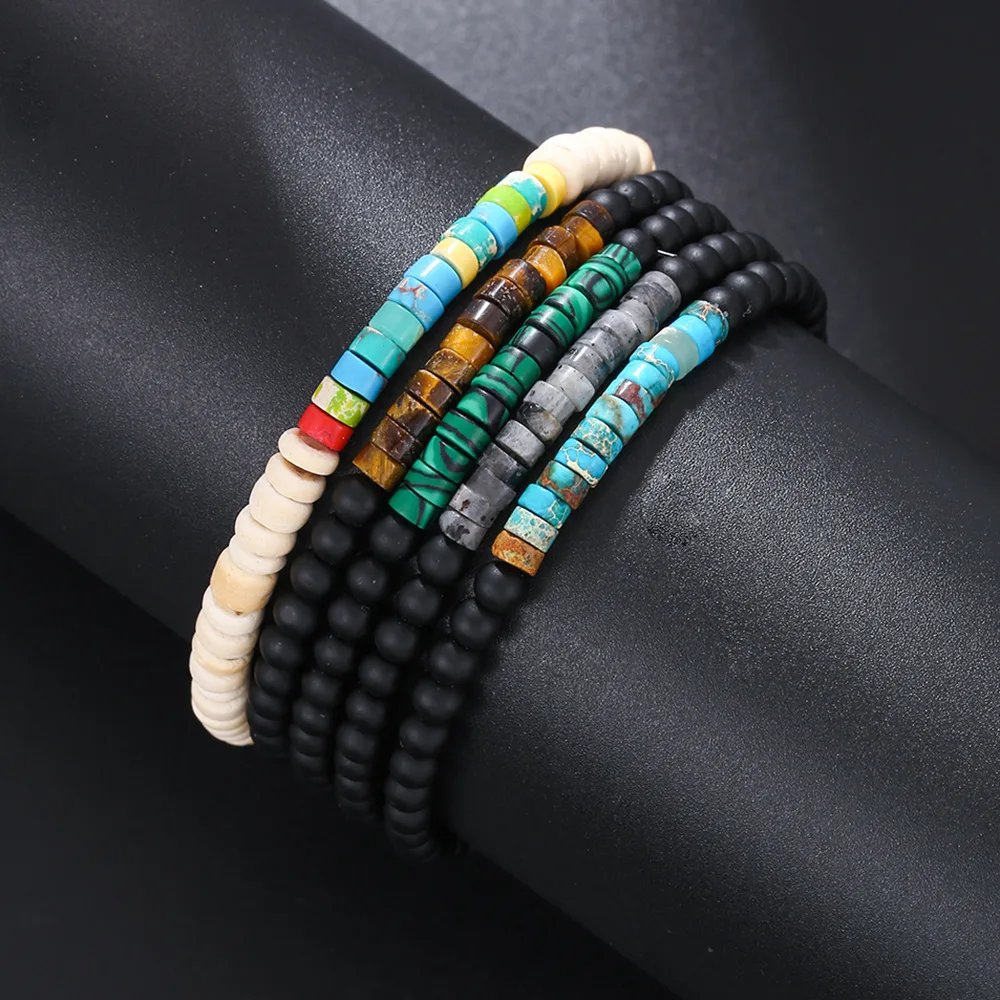 4mm 5 Style Handmade Onxy Beads Mens Bracelet Luxury Emperor Stone Simple Baclet For Male Armband Jewelry Homme