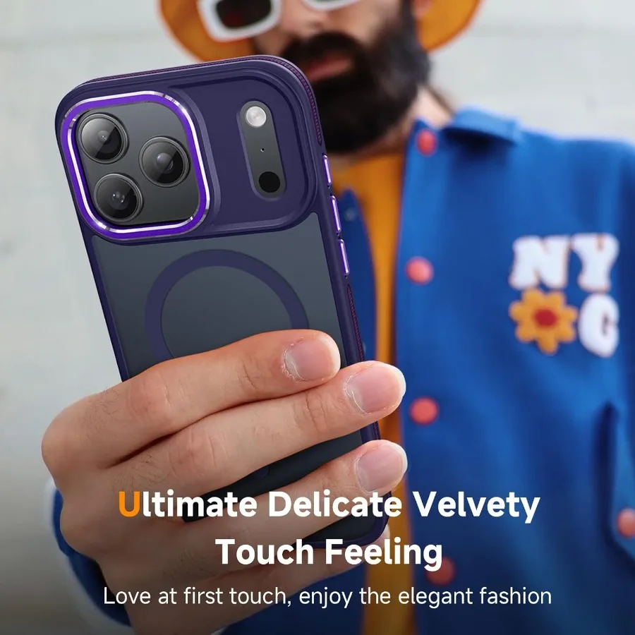 حافظة حماية مغناطيسية 3 في 1 لهاتف آيفون 17 برو مع توافق MagSafe بدون خياطة، تصميم متعدد الاتجاهات مقاوم للصدمات، رفيع T