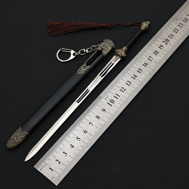 Ancient Weapon A Journey To Love Sword of Clouds Game Peripheral 22cm Metal Wuxia Samurai Sword Model Keychains Gifts Toys Boys