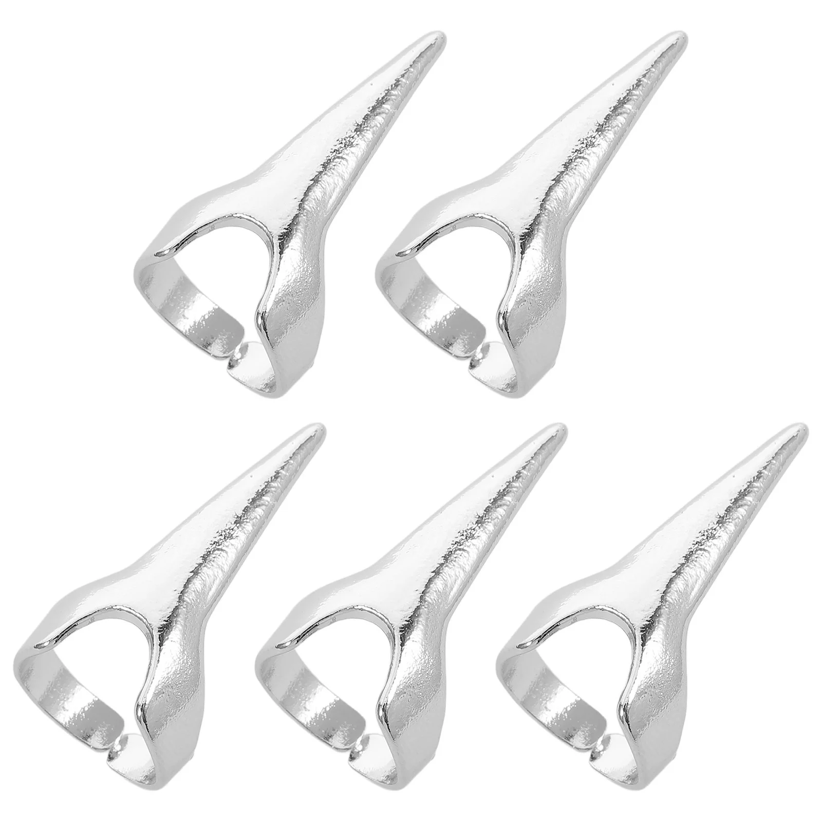 

5pcs Claw Nail Rings Silver Punk Gothic Adjustable Finger Rings for Women Men Vintage Decorative Accessories Gift