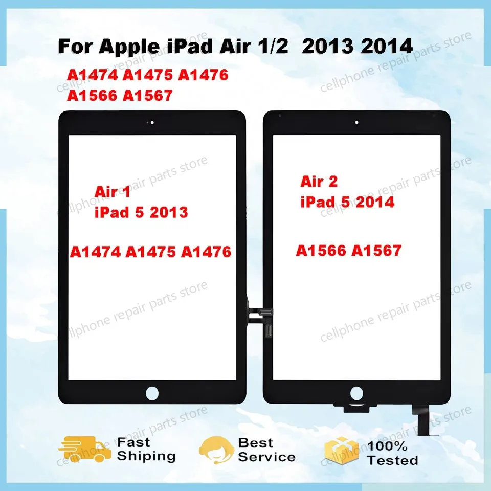 

For iPad Air 1 2 Touch Panel Digitizer For iPad 5 6 A1474 A1475 A1476 A1566 A1567 Touch Screen Outer Glass Sensor Replacement