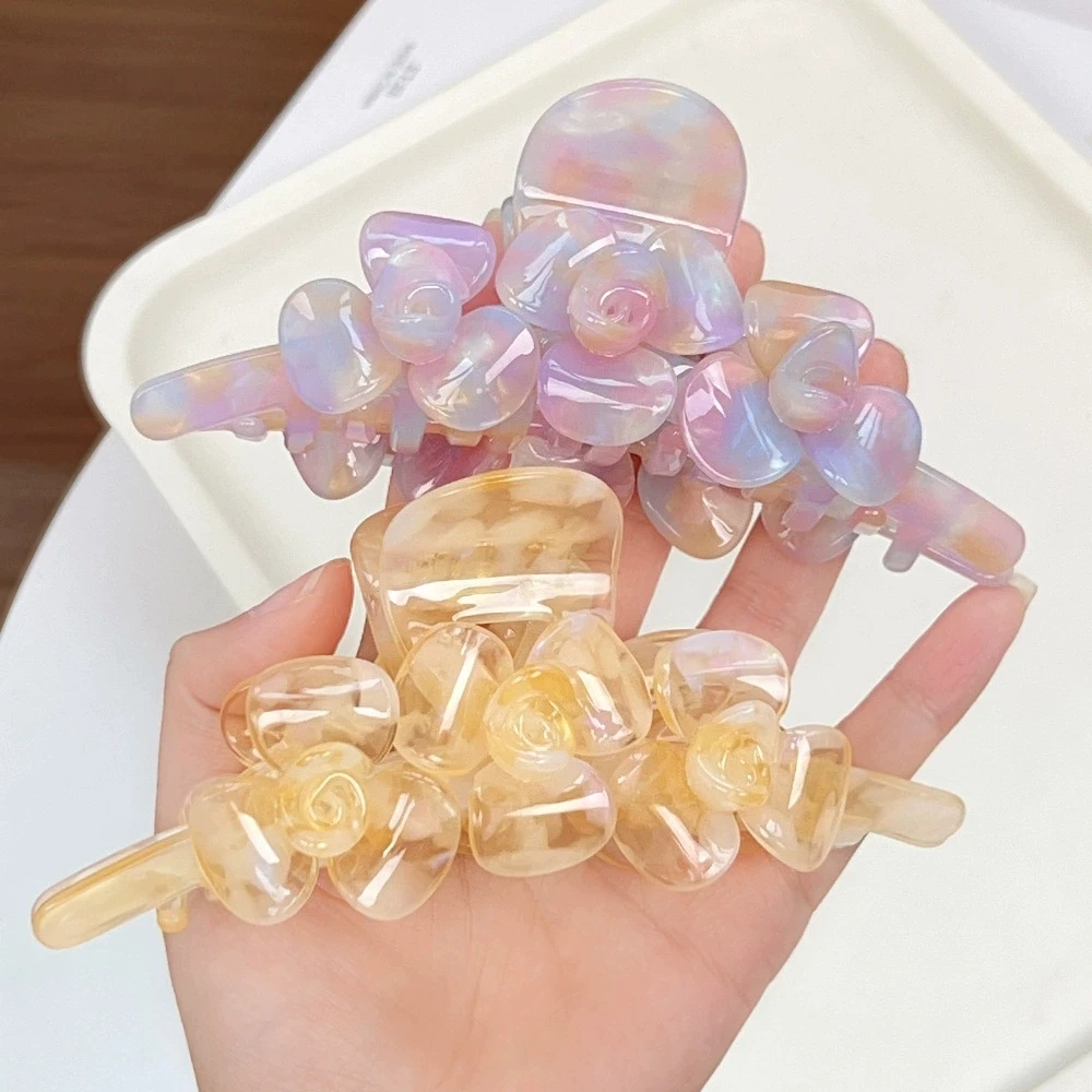 

13CM Large Feminine Acetate Hair Claw 3-D Flower Hair Clips Women Hair Accessories