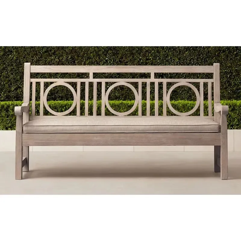 New Design Leisure Garden Chair Wooden Outdoor Furniture Patio Solid Wood Bench Hotel Backyard Teak Bench