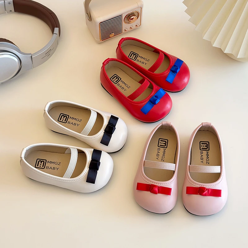 

2025 Spring Autumn New Children Princess Shoes for Girls Fashion Korean Style Soft Sole Non-slip Versatile Dress Leather Shoes