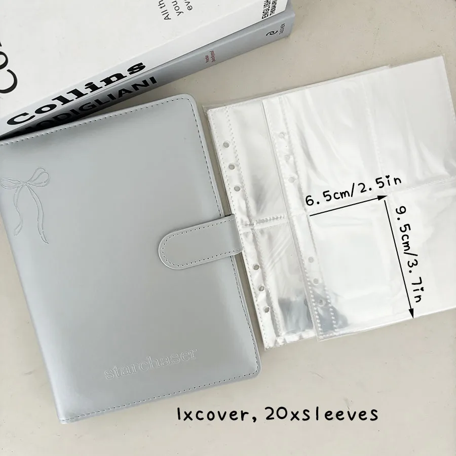 

Sharkbang PU Leather Silver A5 Kpop Photocards Collect Binder idol Photo Card Book Idol Storage Album Stationery