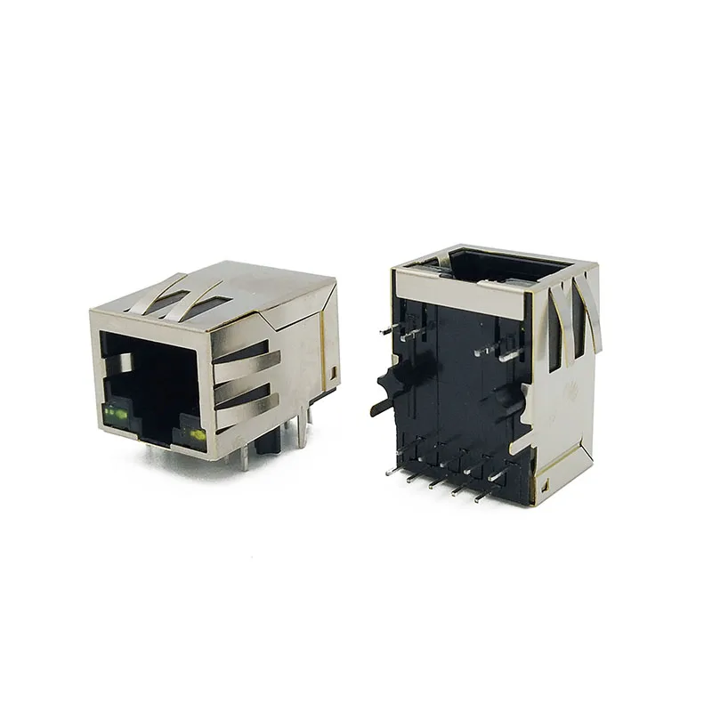 

5PCS RJ45 10P8C Connector With Gigabit Transformer 90 Degree Horizontal Green/Yellow Led 1000M Tab Down Network Port Female
