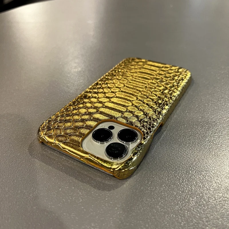 

Роскошный высококачественный чехол для телефона Gold Snake Skin Semi-Pa для 7, 6 Pro Max 5 4 3 2 XS XR Hard ell 7 Plus 8 Plus pro Bu...