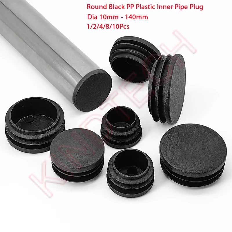 1/2/4/8/10Pcs Round Black PP Plastic Inner Pipe Plug Dia 10mm - 140mm Tube Blanking End Cap Table Chair Furniture Foot Cover