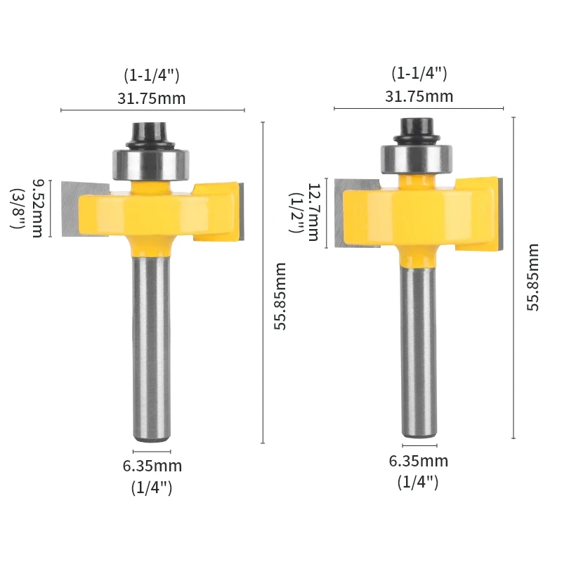 YUSUN  T Type Sloting Bit Rabbeting With 6 Bearing Sets Router Bit Woodworking Milling Cutter For Wood Bit Face Mill