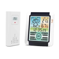 Wireless Temperature and Humidity Meter Hygrometer Alarm Clock Digital Weather Station Touch Screen Display Barometer
