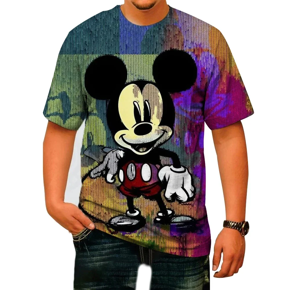 

Disney Mickey Mouse Summer Men T-Shirt Cartoon Print Tops Tees Fashion Short Sleeve Clothing Male Casual Streetwear Daily Outfit