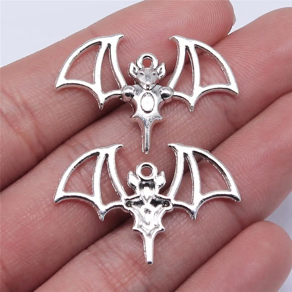 

100pcs 32x20mm Metal Openwork Bat Elf Charm Halloween Necklace Bracelet DIY Metal Jewelry Alloy Pendants