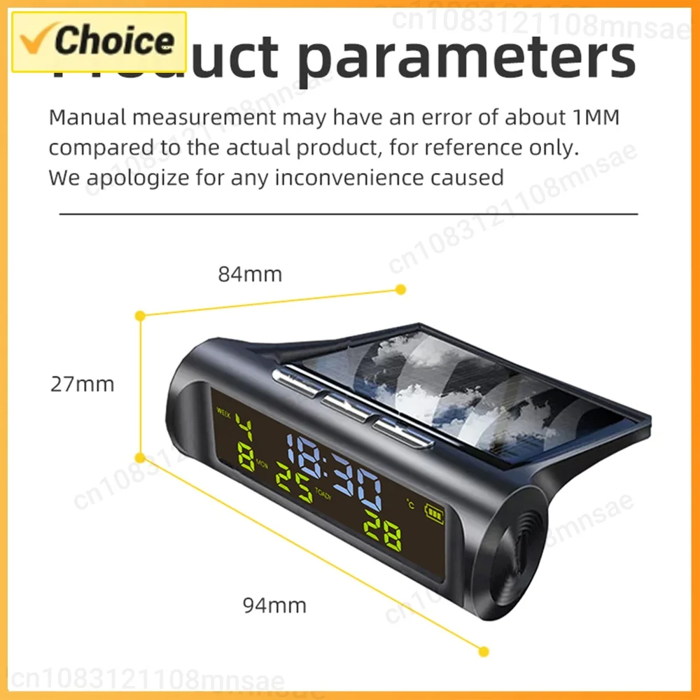 Car USB Solar Charge Smart Digital Clock Calendar Time Date Temperature LED Display Automobile Interior Accessories Auto Start