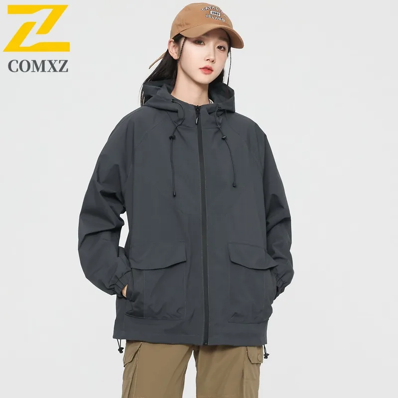 

Men American Style Hooded Jacket Outdoor Workwear Windproof Water-Resistant Hiking Urban Streetwear Vintage Climbing Shell Coat