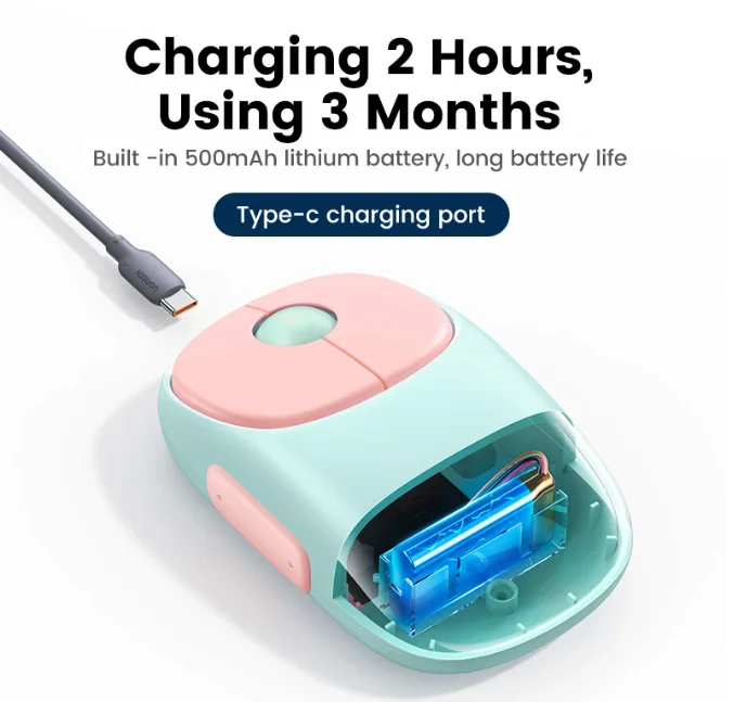 UGREEN 무선 마우스 블루투스 5.0 3.0 2.4G 충전식 마우스 4000 DPI 충전 블루투스 마우스 (맥북, 아이패드, 태블릿, 노트북용)