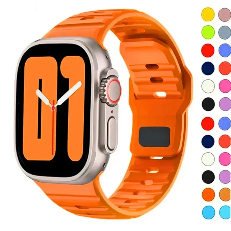 Silicone Strap for Apple Watch Ultra 1 2 49mm 9 8 7 41mm 45mm Correa Bracelet for Iwatch Series 6 SE 5 4 3 44mm 40mm 42mm 38mm