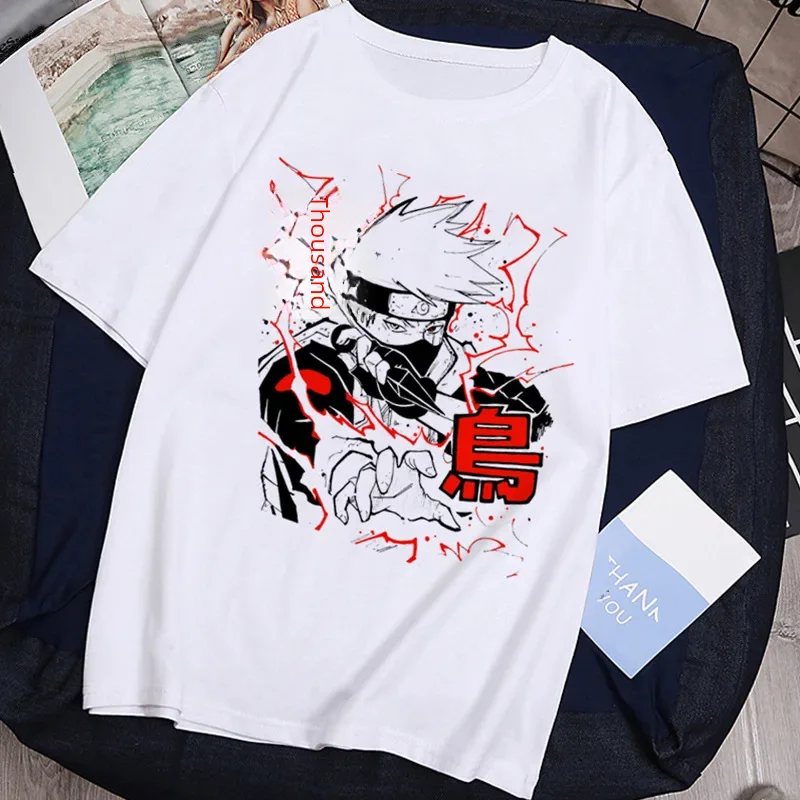 Camiseta de verano para hombre Naruto Sasuke Kakashi Shippuden, camiseta gráfica fina de Anime para mujer, camisetas de manga corta de talla europea para estudiantes
