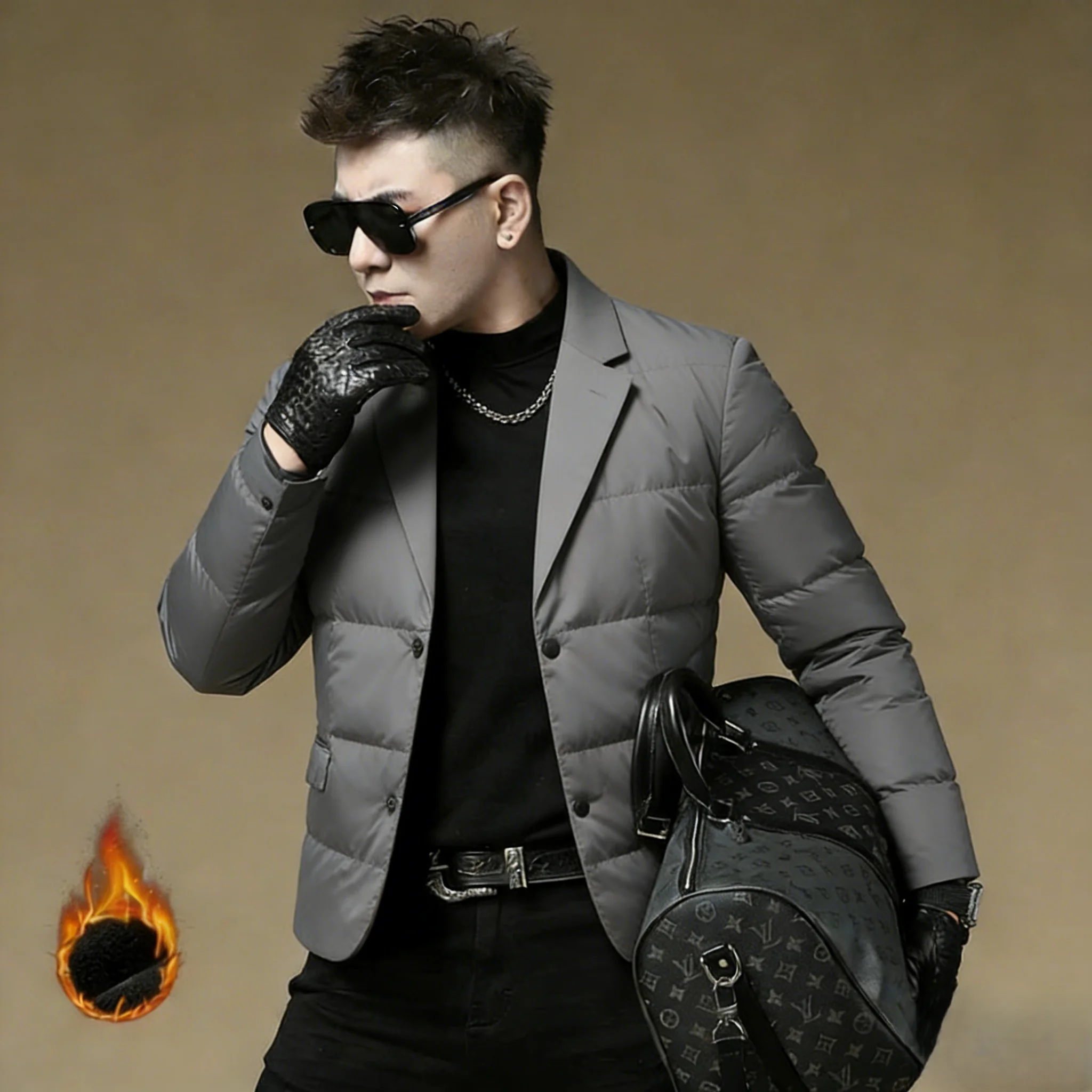 

Мужская легкая куртка с воротником из искусственного меха, теплая, модная, для городских поездок, приталенного кроя, для молодежи, придающая энергичный вид