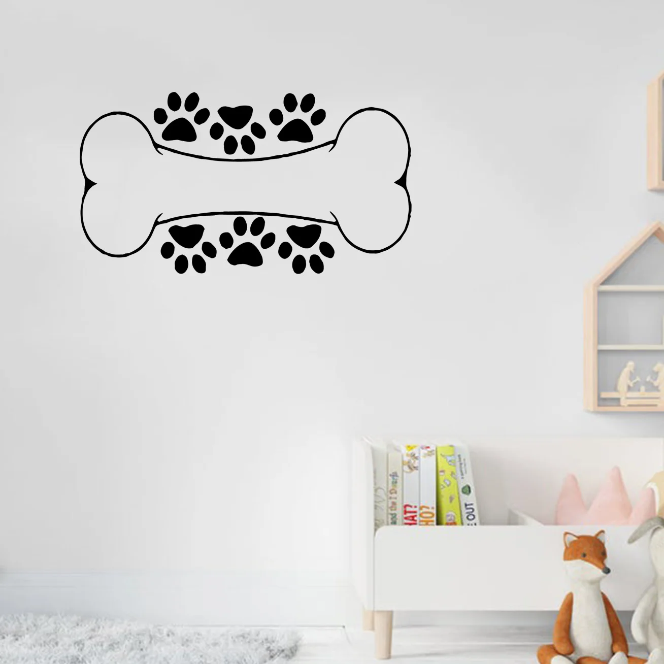 

1 pc hot sale Dog Bone Wall Decal Pets Paw Vinyl Window Sticker Kids BedroomStore Interior Decor Art home decoration