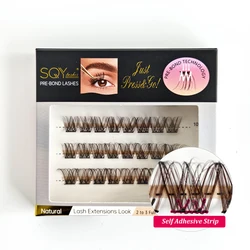 Press On Lash Clusters Self Adhesive Eyelashes Pre-Glued Cluster Lashes Self Stick Eyelash Clusters Pre-Bond DIY Lash Reusable