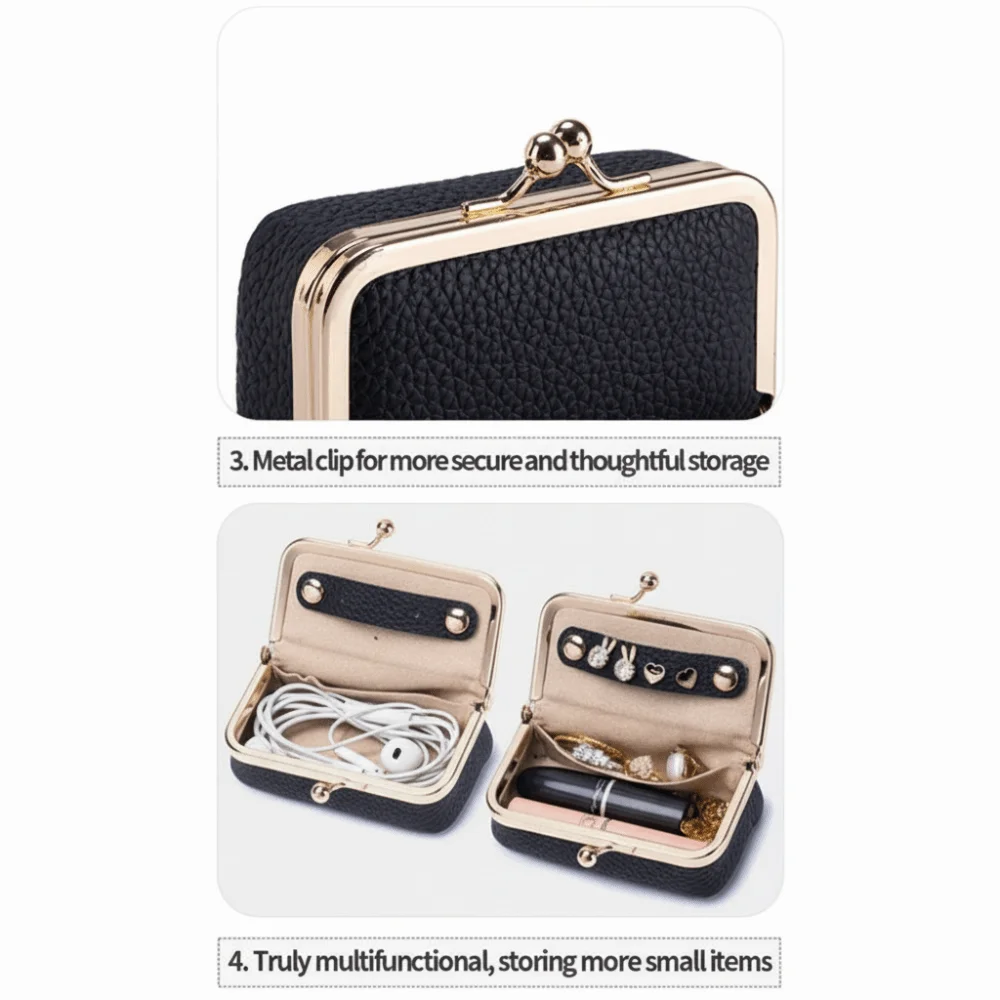 

Портативная кожаная сумка для хранения украшений, однотонная, с защитой от потери, водонепроницаемая, для помады и наушников