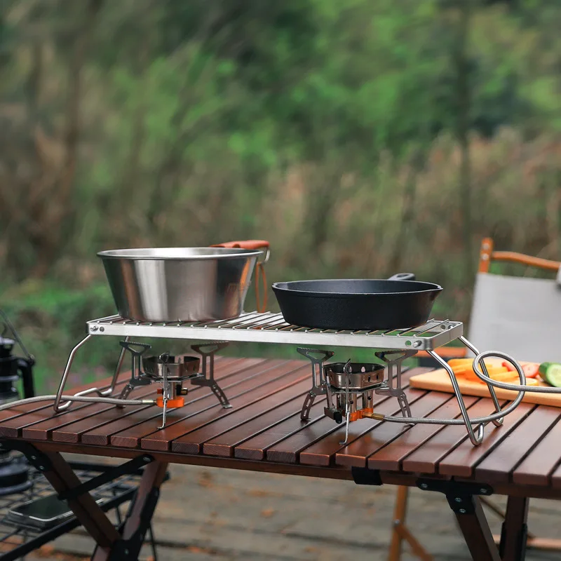 Portable Outdoor Folding Stand Stainless Steel Stove Head Holder Grill Picnic Barbecue Cooking Holder