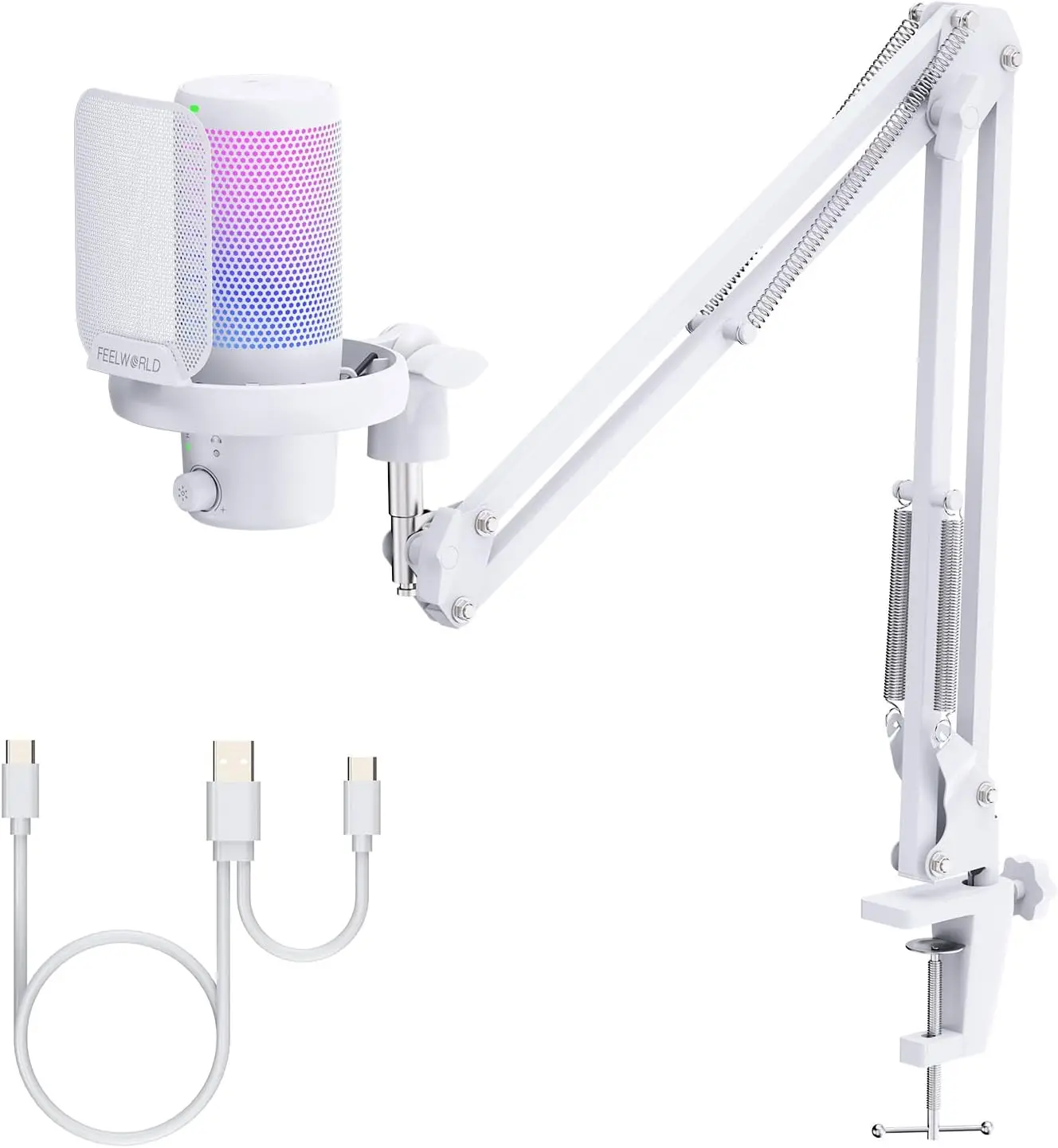 

Professional USB Condenser Mic with RGB, Noise Cancellation & Mute for Gaming, Streaming, Podcasting