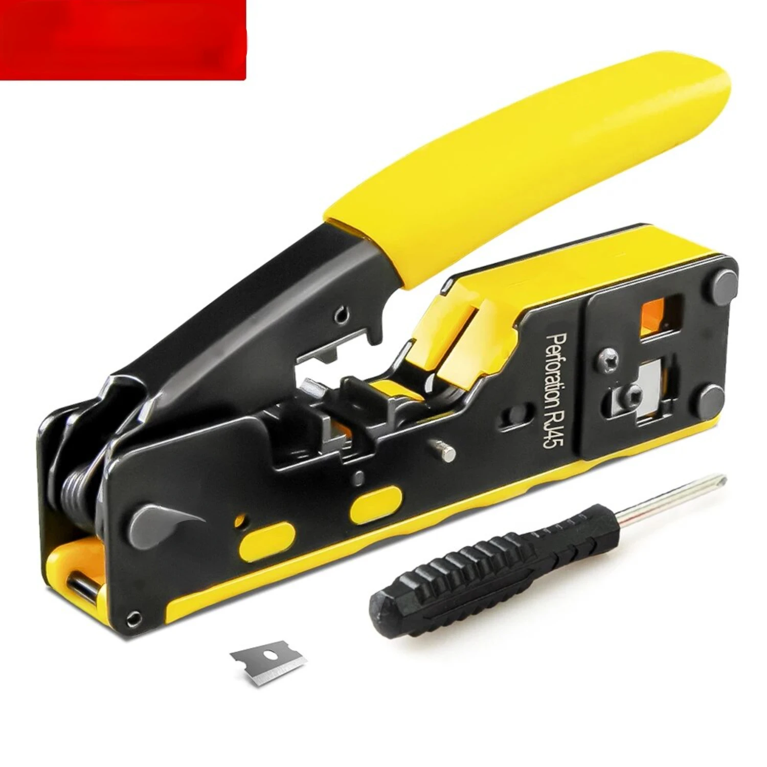 -Type RJ45 Network Crimper - Crimp/Cut LAN CAT8/7/6A/6/5E (STP/UTP/With Tail Clip) & RJ11/12 TEL Modular Cable (AM-718)