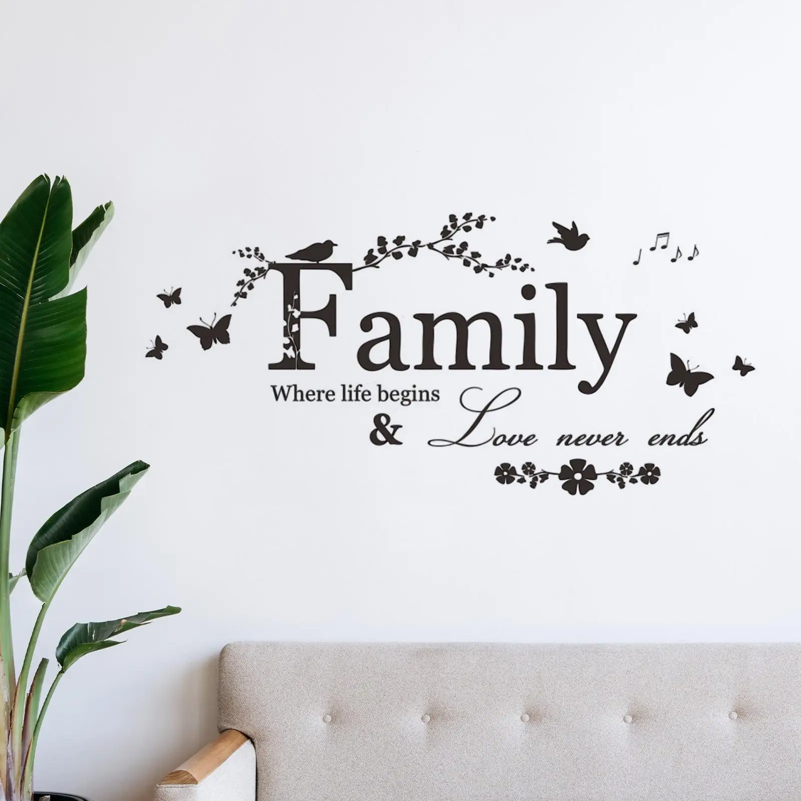 Family Letter Wall Sticker Double Sided Visible Pattern Creative Love Family Wallpaper for Bedroom Kitchen Office Ceiling Home