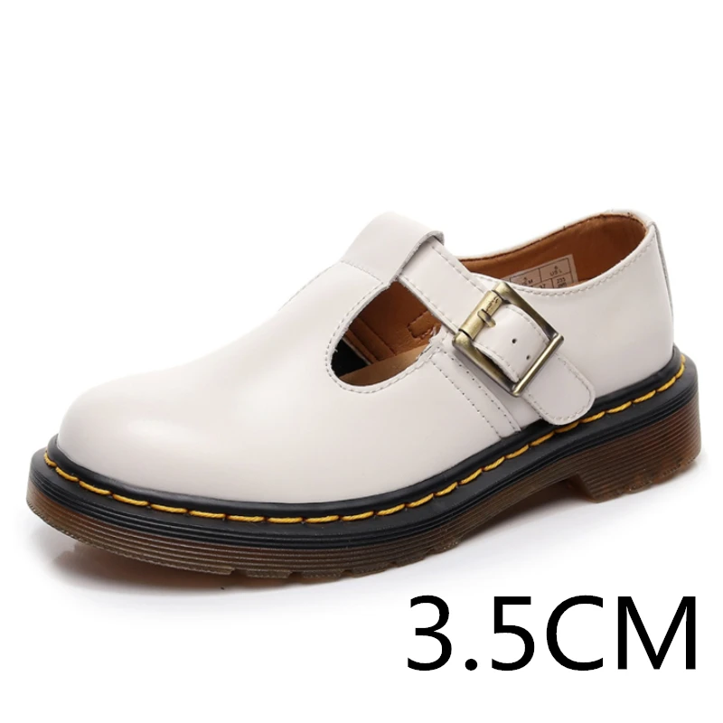 British Style Fashionable Genuine Leather Flat Bottomed Leather Mary Jane Shoes Casual Thick Bottomed Outdoor Women\'s Shoes