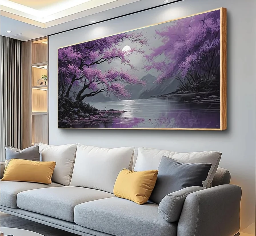 

Набор для творчества: Алмазная мозаика DIY с изображением фиолетового дерева, горы и луны. Полная квадратная/круглая алмазная вышивка, вышивка крестом.