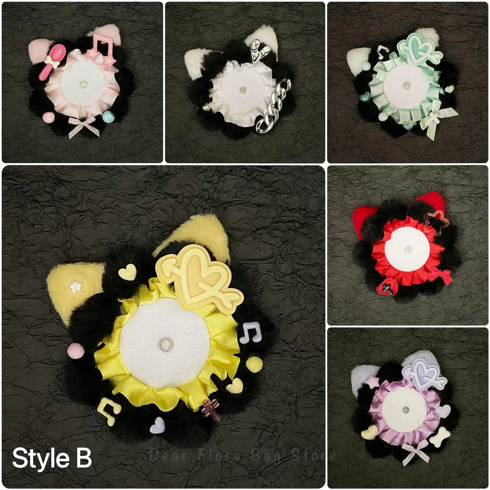 Cute Kitten Ear Badge Holder Ita Bag Decoration Insert Accessories Handmade DIY 55-58mm Pins Tray Cover Base Anime Badge‌s Stand