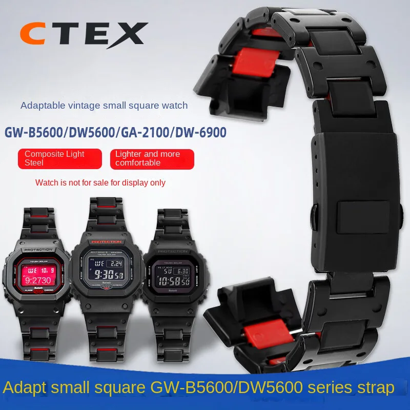 Black plastic steel watchband High quality men's watch strap For Casio G-SHOCK DW5600 GW-M5610 GA-2100 DW-6900 series Bracelet