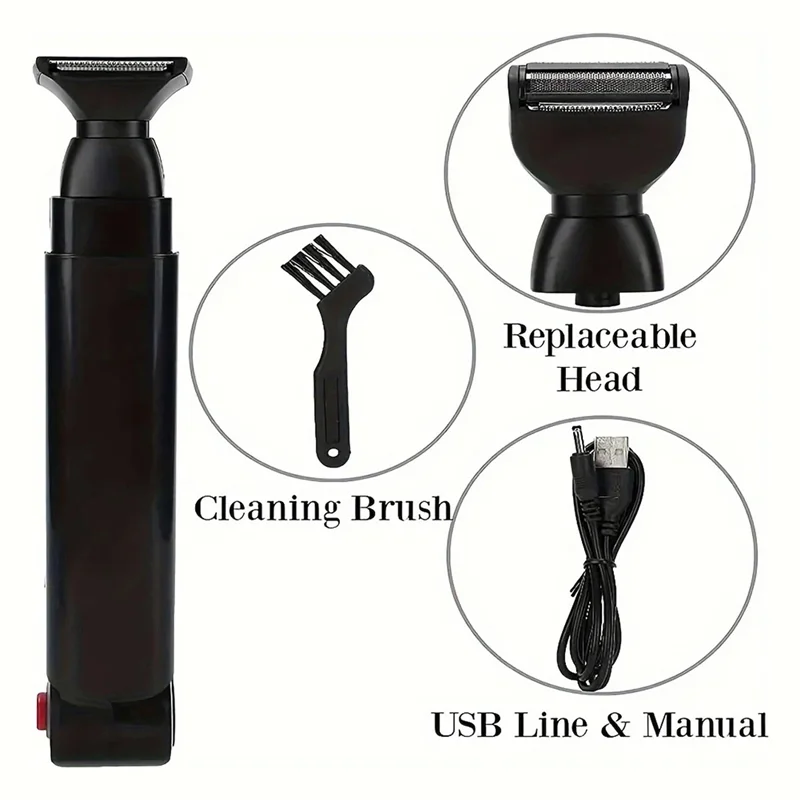 A74G-afeuille arrière électrique 2 en 1, tondeuse pour le visage, Rechargeable, poignée pliable, épilation du dos, toilettage pour le corps des hommes