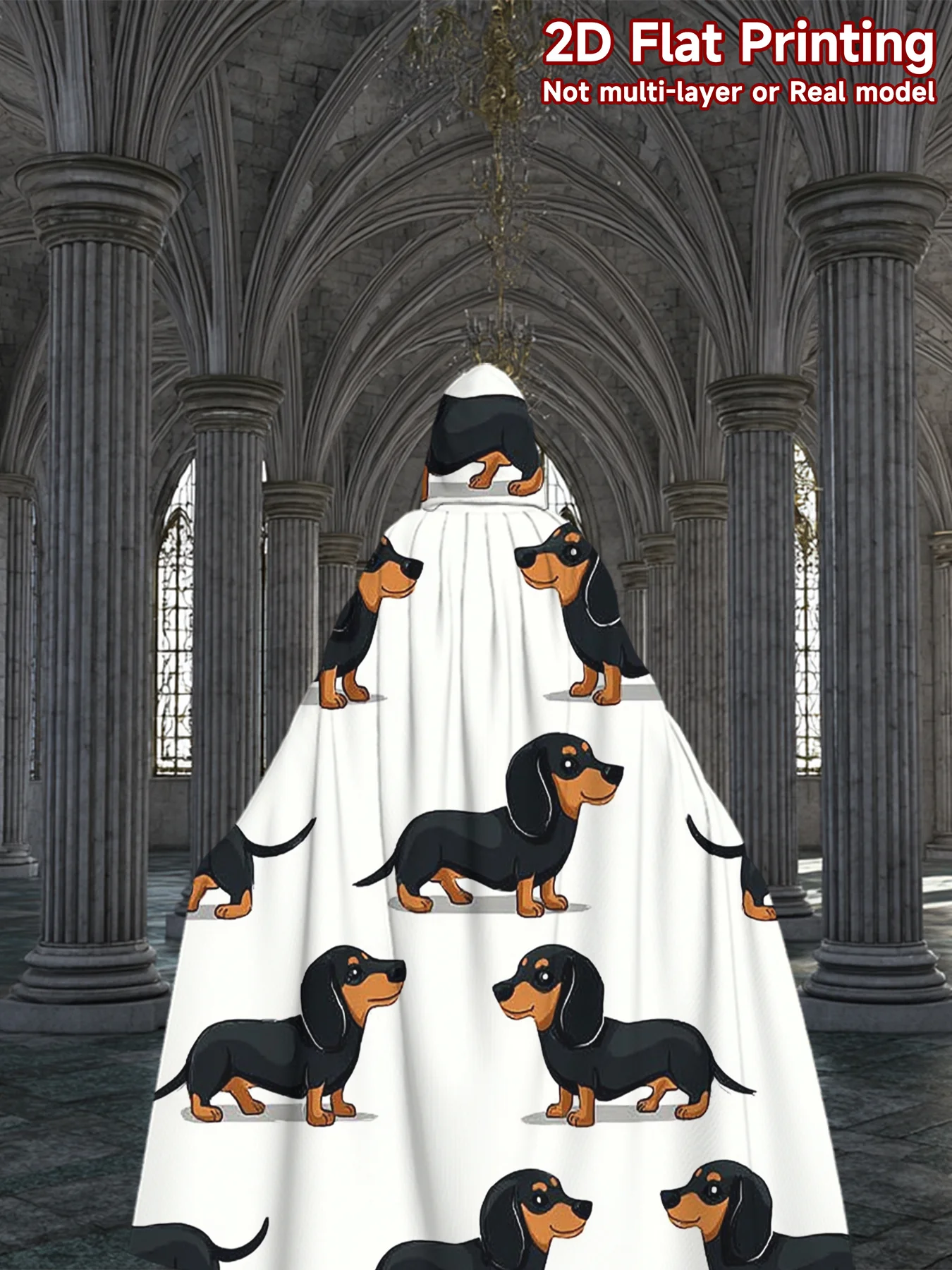 Hooded Cape 2D Flat Puppy Pattern Hooded Cape Cosplay Halloween Carnival Party Christmas Graduation Ceremony
