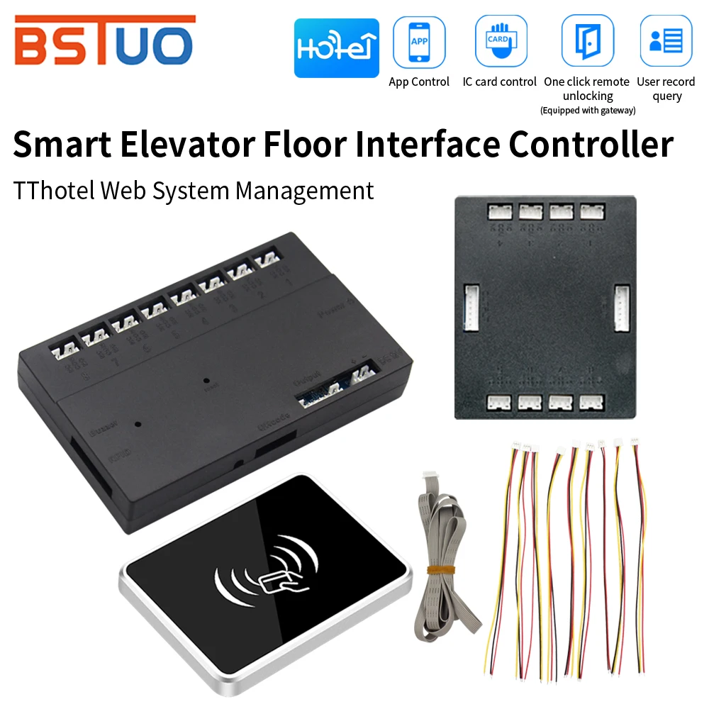 TThotel App 8 to 64 floor Rfid M1 Card Elevator Hierarchical controller system Elevator Access control Lift Security protection