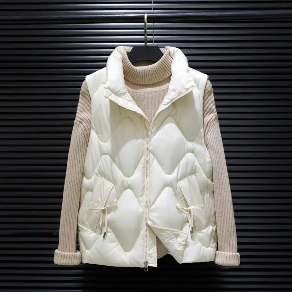 

Women's Down Cotton Vest Short Style Autumn Winter New Arrival European Fashion Small Size Cotton Jacket Outerwear