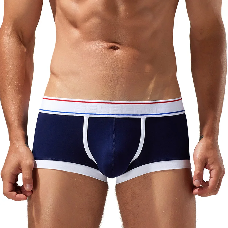 New BRAND SEOBEAN Mens Low Rise  Cotton Sexy Boxer Trunk Underwear