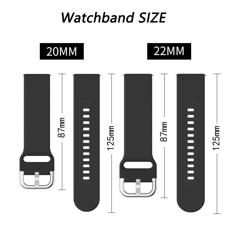 Cinturini per orologi in silicone da 22 mm per Samsung Galaxy Watch 5/4/3/5 pro/Amazfit GTR 4/ 20mm cinturino sportivo per braccialetto Xiaomi Huami