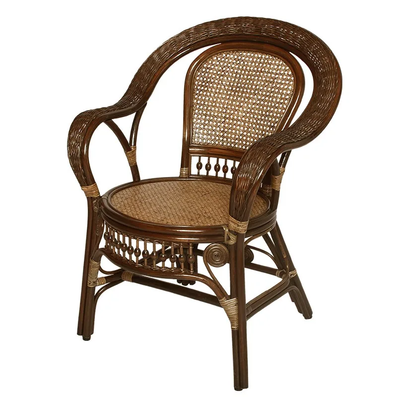 Natural rattan chair, back chair, single leisure balcony, elderly woven chair, home office mahjong study rattan chair