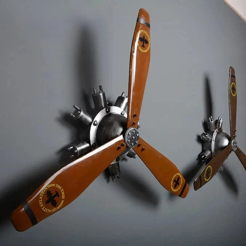 

Retro loft industrial wind wrought iron airplane propeller clock wall decoration pendant wall decoration